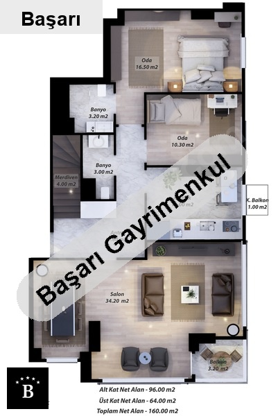 Başarı'dan erenköy konutları projesi 160m2 dubleks