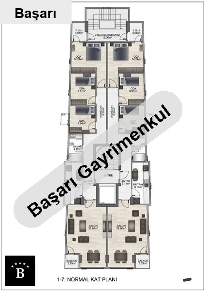 Başarı'dan çoban yildizi sokakta 3+1 balkonlu dai̇re