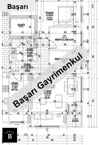 Başarı'dan bi̇lek apartmani projesi 3+1 100m2 balkonlu satılık daire