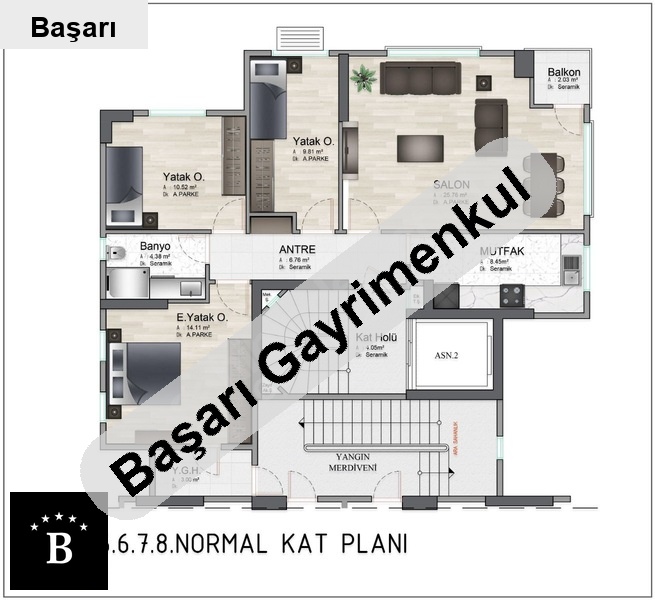 Başarı'dan erenköy'de 125 m2 3+1 dai̇re