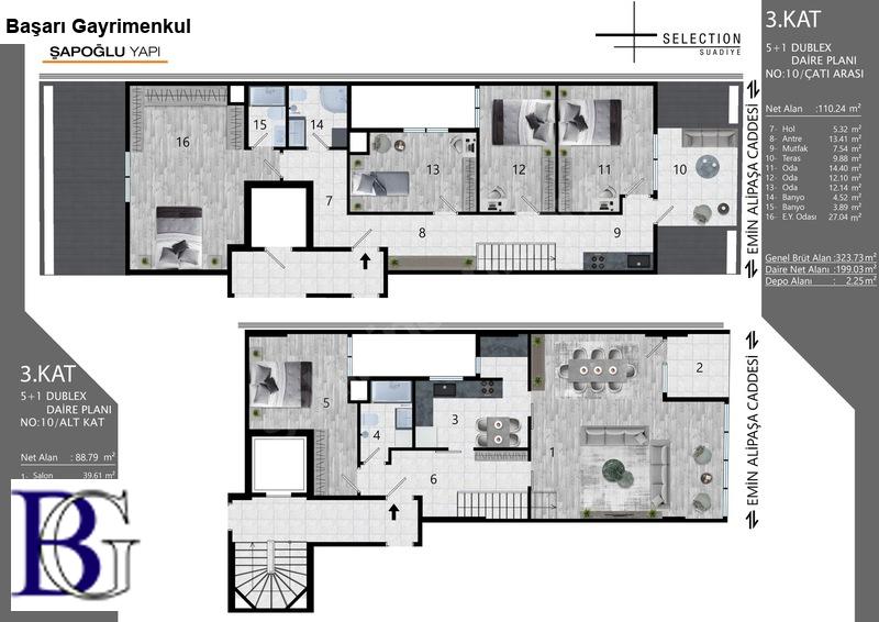 Başarı'dan suadi̇ye'de ultra l&uuml;ks 5+1 300 m2  yasal dubleks dai̇re 2025 yapımı